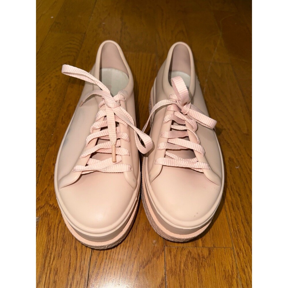 Melissa Jelly Platform Sneakers Pink Nude Lace Up Waterproof Shoes